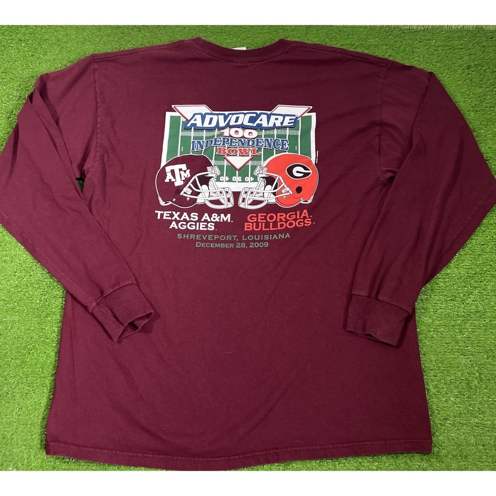 vintage texas A&M shirt XL 2009 UGA independence bowl Aggies vs Georgia Bulldogs
